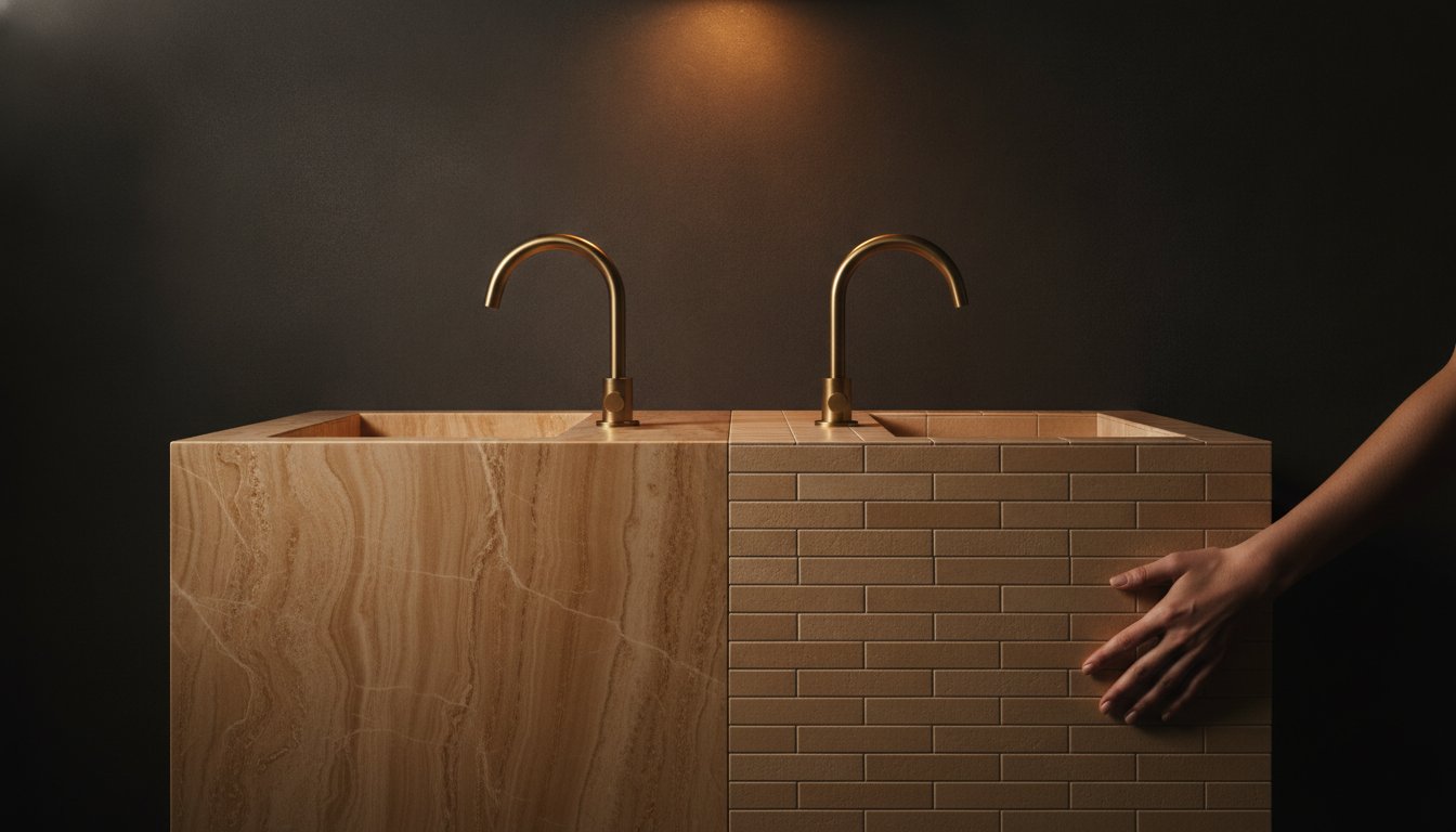 Tiled vs Travertine Vanity. A Guide to Material Selection.