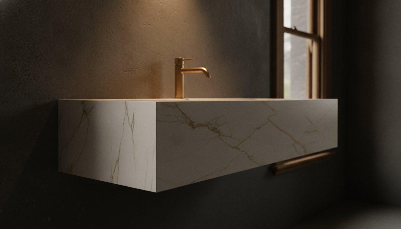 Custom Porcelain Slab Basin. A Study in Material Comparison.