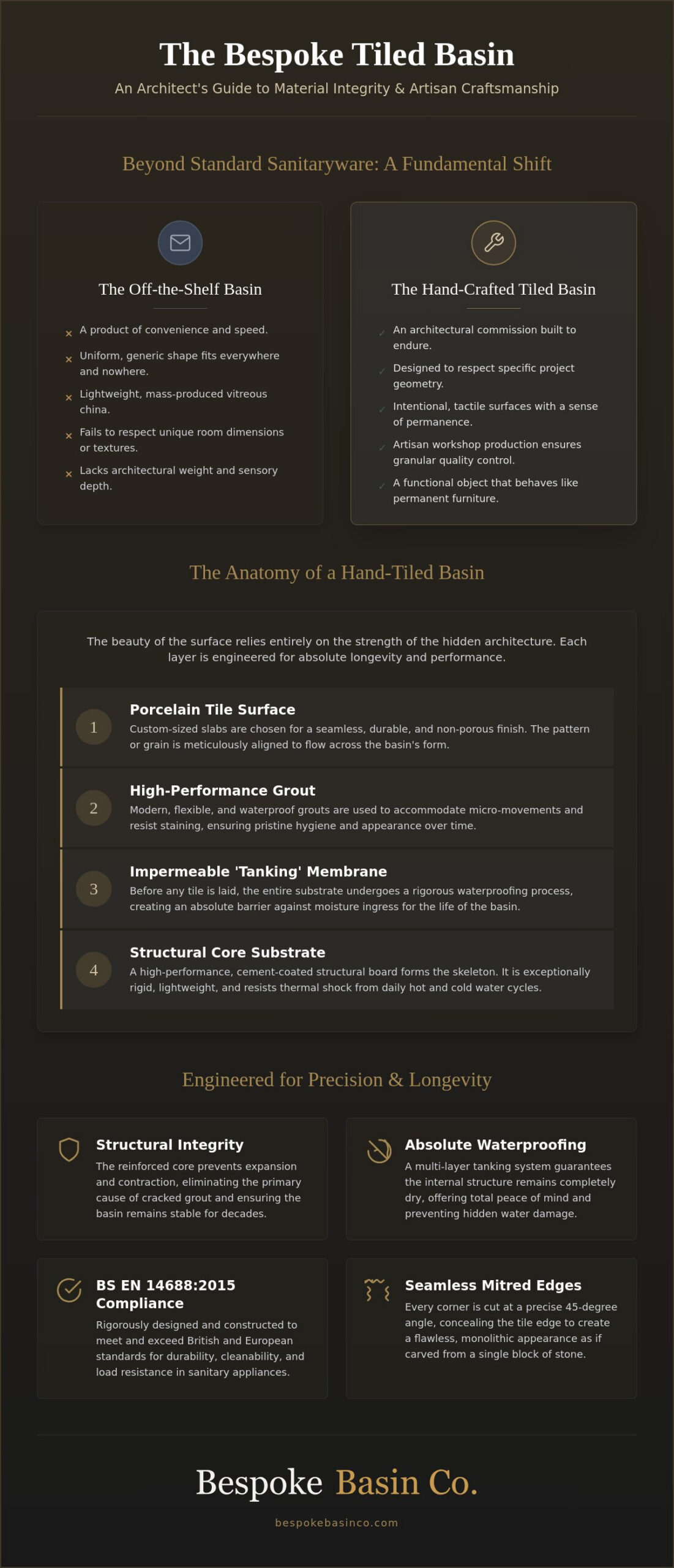The Anatomy of a Hand Crafted Tiled Sink. A Reference for Luxury Interiors.
