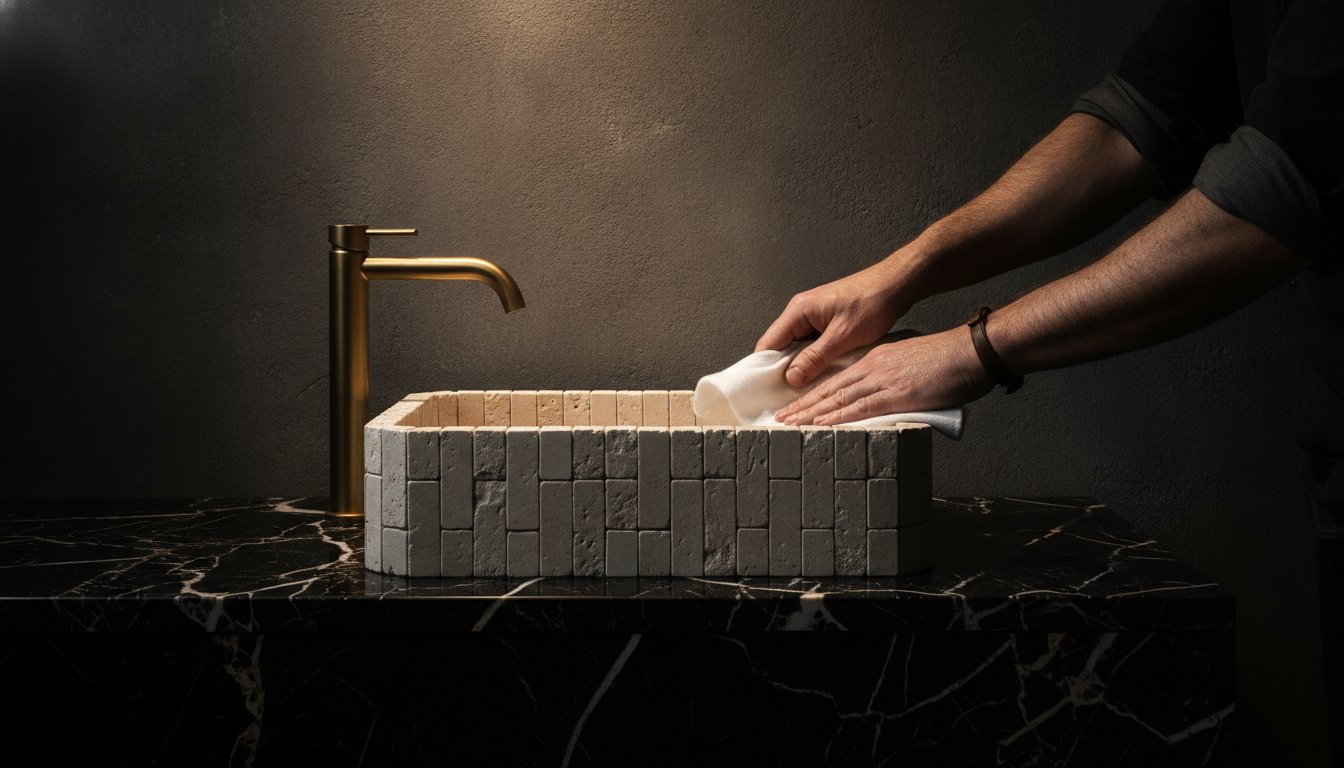 Hand Tiled Vessel Basins. The Intersection of Craft and Permanence.