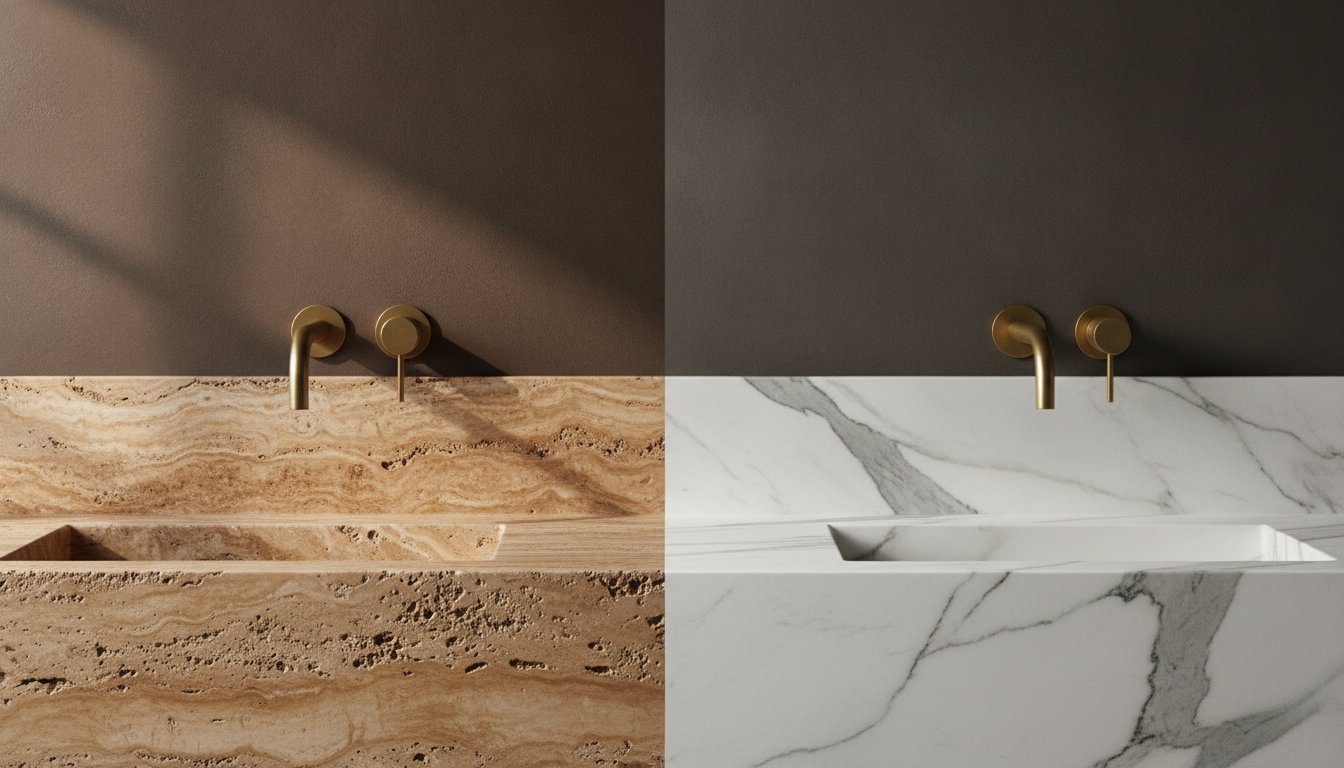 Travertine vs Marble Vanity Units: An Artisan’s Guide to Material Selection